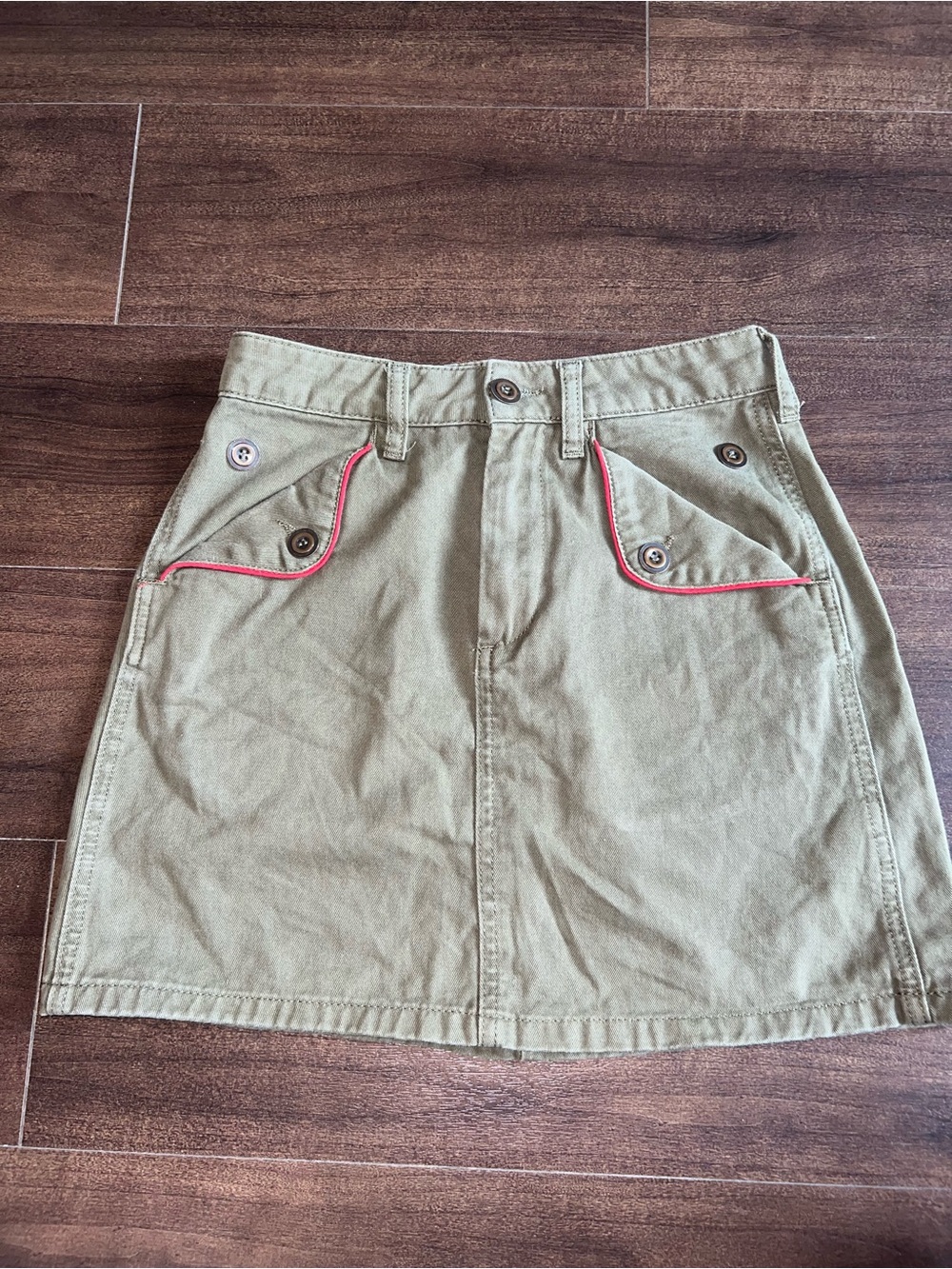 BDG Olive Mini Skirt with Pink Trim